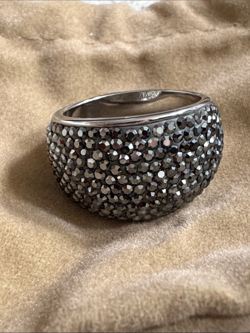 Stainless Steel Pave dome ring size 10.5